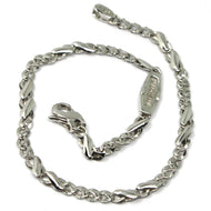 18k white gold bracelet, alternate infinite & circle bone links, made in Italy.