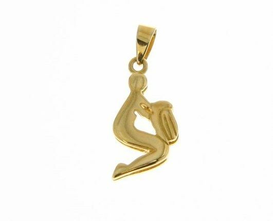 solid 18k yellow gold zodiac sign pendant zodiacal charm aquarius made in Italy.