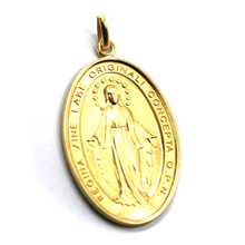 Load image into Gallery viewer, Solid 18k yellow gold Miraculous medal Virgin Mary Madonna big 30x45mm, 1.2x1.8&quot;.
