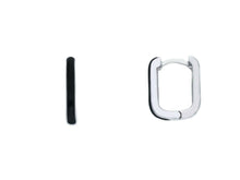 Load image into Gallery viewer, 18K WHITE GOLD BLACK ENAMEL HOOPS SQUARE 12mm x 2mm EARRINGS, MADE IN ITALY
