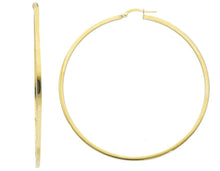 Load image into Gallery viewer, 18K YELLOW GOLD CIRCLE EARRINGS DIAMETER 60 MM WITH SQUARE TUBE, MADE IN ITALY.
