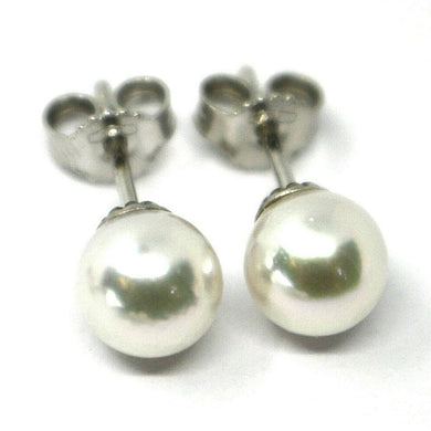 SOLID 18K WHITE GOLD STUDS EARRINGS, SALTWATER AKOYA PEARLS, DIAMETER 7/7.5 MM.