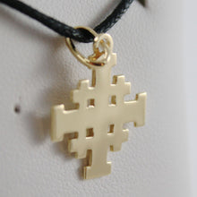 Load image into Gallery viewer, solid 18k yellow gold flat 18mm Jerusalem Cross, smooth and satin, made in Italy.
