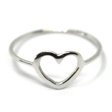 Load image into Gallery viewer, SOLID 18K WHITE GOLD HEART LOVE RING, 10mm DIAMETER FLAT HEART CENTRAL, SMOOTH.
