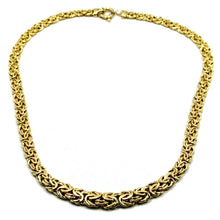 Load image into Gallery viewer, 18K YELLOW GOLD FLAT BYZANTINE NECKLACE CHOKER 7/10mm, 45cm, 18&quot;, MADE IN ITALY
