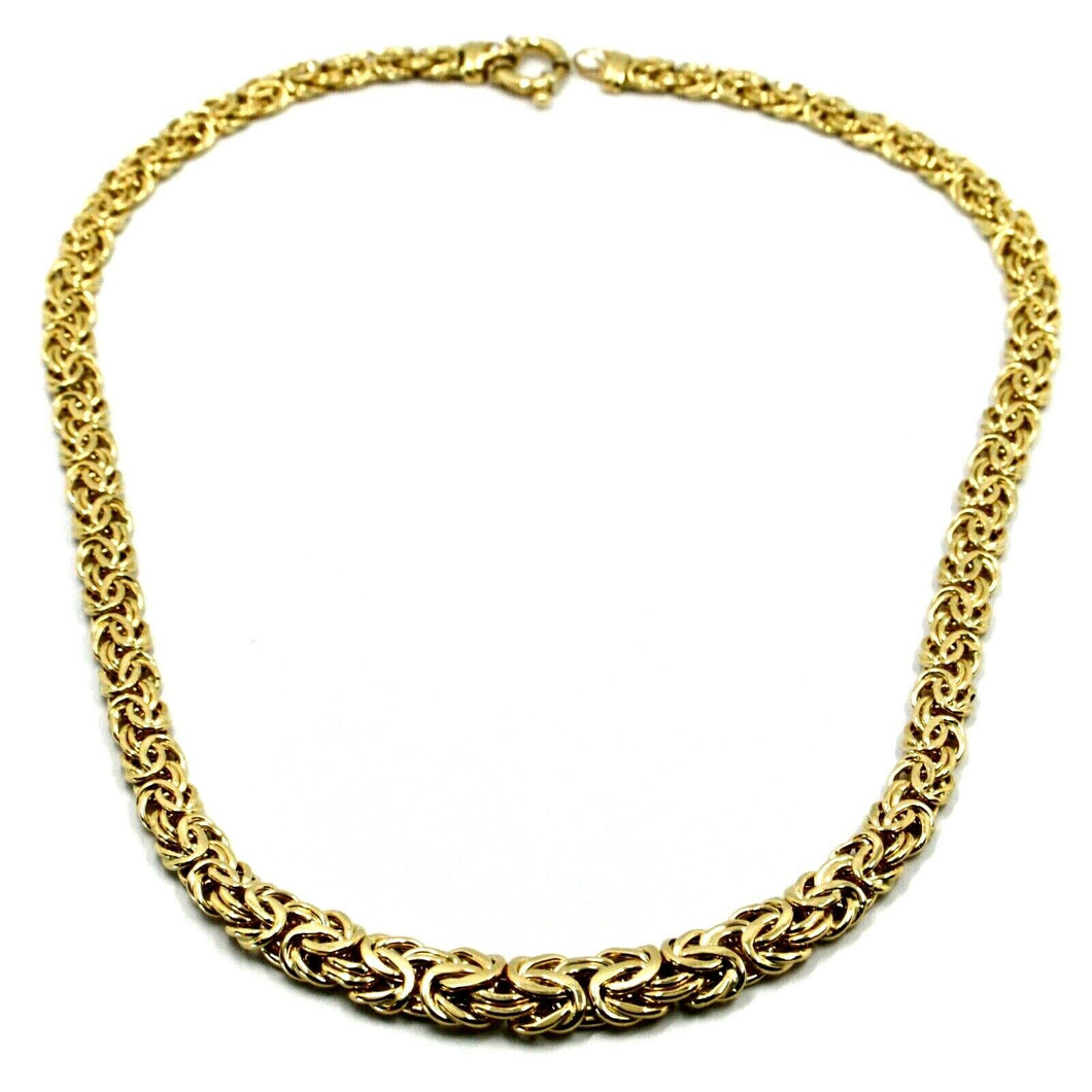 18K YELLOW GOLD FLAT BYZANTINE NECKLACE CHOKER 7/10mm, 45cm, 18