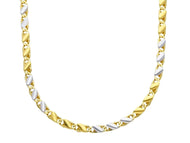 18K YELLOW WHITE GOLD CHAIN 3mm ALTERNATE 3+3 OVAL DOUBLE ROUNDED LINK 50cm 20