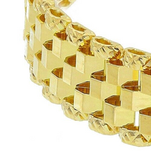 Cargar imagen en el visor de la galería, 18k yellow gold band chain link cable mesh ring, 5 wires, smooth and hammered.
