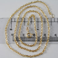 18K YELLOW GOLD CHAIN MINI 2mm ROLO OVAL MIRROR LINK 17.70 INCHES MADE IN ITALY.