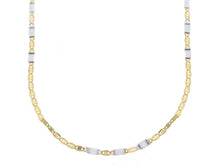 Load image into Gallery viewer, 18K YELLOW WHITE GOLD FLAT CHAIN NECKLACE 2mm SMALL OVALS AND PLATES, 24&quot; 60cm.
