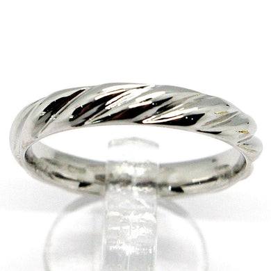 18k white gold band braided ring, braid woven, smooth, made in Italy.