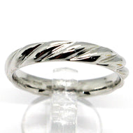 18k white gold band braided ring, braid woven, smooth, made in Italy.