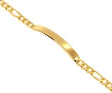 Load image into Gallery viewer, SOLID 18K YELLOW GOLD BRACELET 4.2mm FIGARO 3+1 CUBAN CURB ENGRAVING PLATE, 7.5&quot;.
