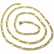 9K GOLD CHAIN FIGARO GOURMETTE ALTERNATE 3+1 FLAT LINKS 3mm, 60cm, 24 INCHES.