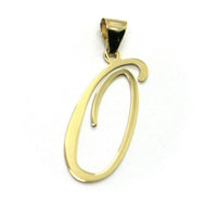 SOLID 18K YELLOW GOLD PENDANT FLAT INITIAL LETTER O, 27mm, 1.1 INCHES.