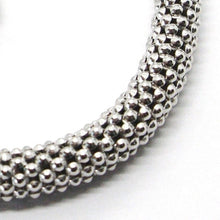 Load image into Gallery viewer, 18k white gold bracelet, 18.5 cm, 7.3 inches, basket weave tube, popcorn 5 mm
