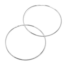Load image into Gallery viewer, 18k white gold round circle hoop earrings diameter 40 mm x 1 mm, made in Italy
