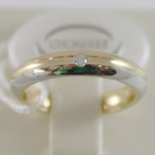 Load image into Gallery viewer, 18K YELLOW WHITE GOLD WEDDING BAND UNOAERRE RING 4 MM WITH DIAMOND MADE IN ITALY
