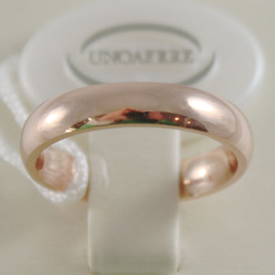 18k rose gold wedding band unoaerre comfort ring marriage 4 mm, made in Italy.