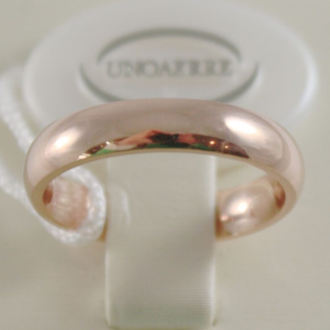 18k rose gold wedding band unoaerre comfort ring marriage 4 mm, made in Italy.