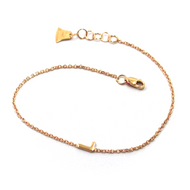 18k rose gold rolo thin bracelet with central small 5mm letter initial L.