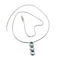 18k white gold oval aquamarine 2.50 ct trilogy pendant & venetian chain necklace.