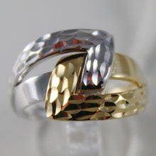 Load image into Gallery viewer, SOLID 18K WHITE &amp; YELLOW GOLD BAND RING HUG INFINITY FINELY WORKED MADE IN ITALY
