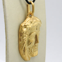 Load image into Gallery viewer, 18K YELLOW GOLD JESUS FACE PENDANT CHARM 42 MM, 1.6 IN, FINELY WORKED ITALY MADE.
