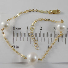 Load image into Gallery viewer, 18k yellow gold bracelet 7.5 inches with round chain &amp; white pearl made in Italy
