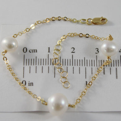 18k yellow gold bracelet 7.5 inches with round chain & white pearl made in Italy.