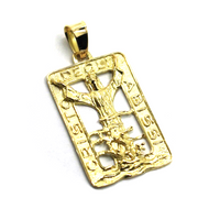 Solid 18k yellow gold Christ of the Abyss pendant, very detailed Jesus medal.