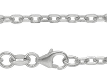 Load image into Gallery viewer, 18K WHITE GOLD SOLID CHAIN SQUARED CABLE 2.2mm OVAL LINKS, 24&quot; 60cm ITALY MADE.
