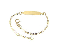 18k yellow gold kids bracelet 5.90 engraving plate, mini oval rolo made in Italy.