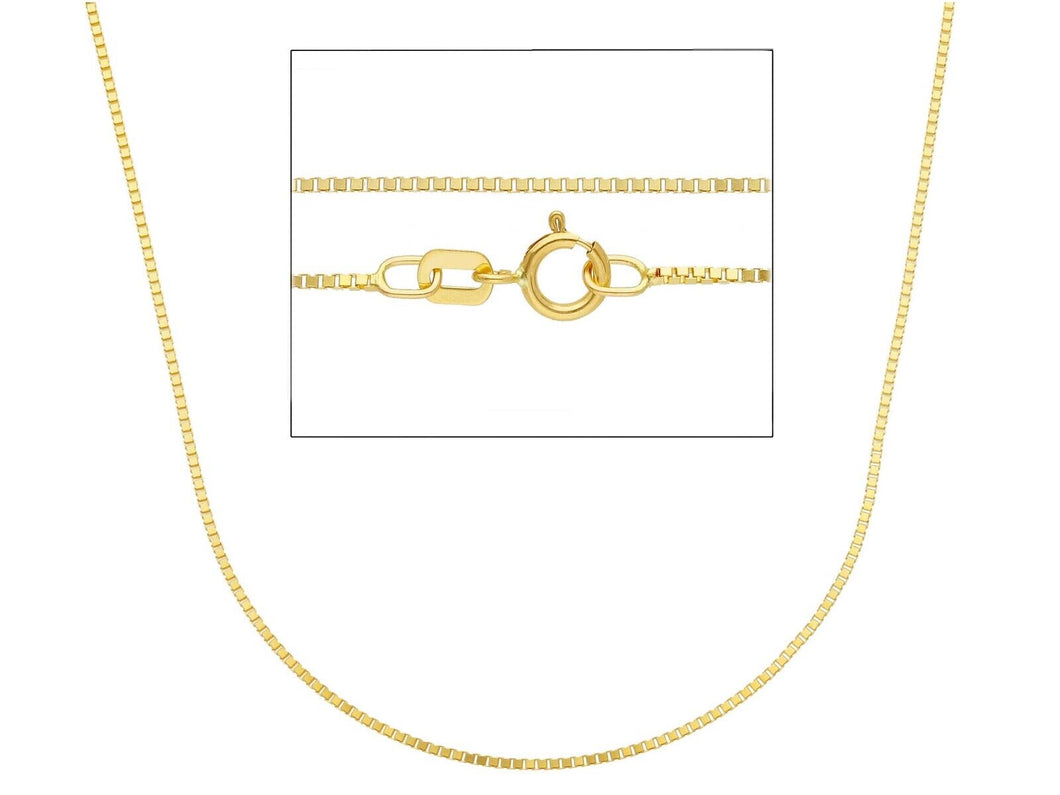 18K YELLOW GOLD CHAIN 1mm VENETIAN SQUARE LINK 40cm, 15.75