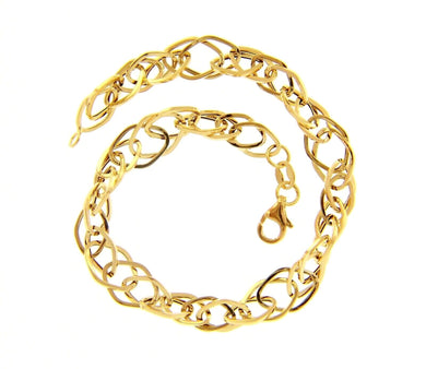 18K YELLOW GOLD BRACELET ALTERNATE MULTI RHOMBUS 8mm, 20cm, 7.9