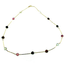 Load image into Gallery viewer, 18k yellow gold 24&quot; necklace drops heart purple green blue orange tourmaline
