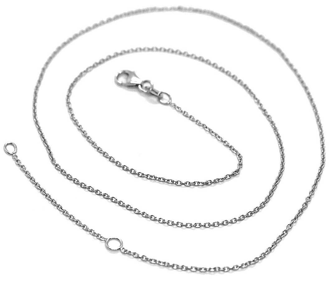 18k white gold chain, 1.0 mm rolo round circle link, 17.7 inches, made in Italy