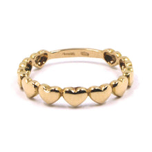Load image into Gallery viewer, SOLID 18K ROSE GOLD BAND RING, ROW OF ROUNDED HEARTS, HEART, MADE IN ITALY.

