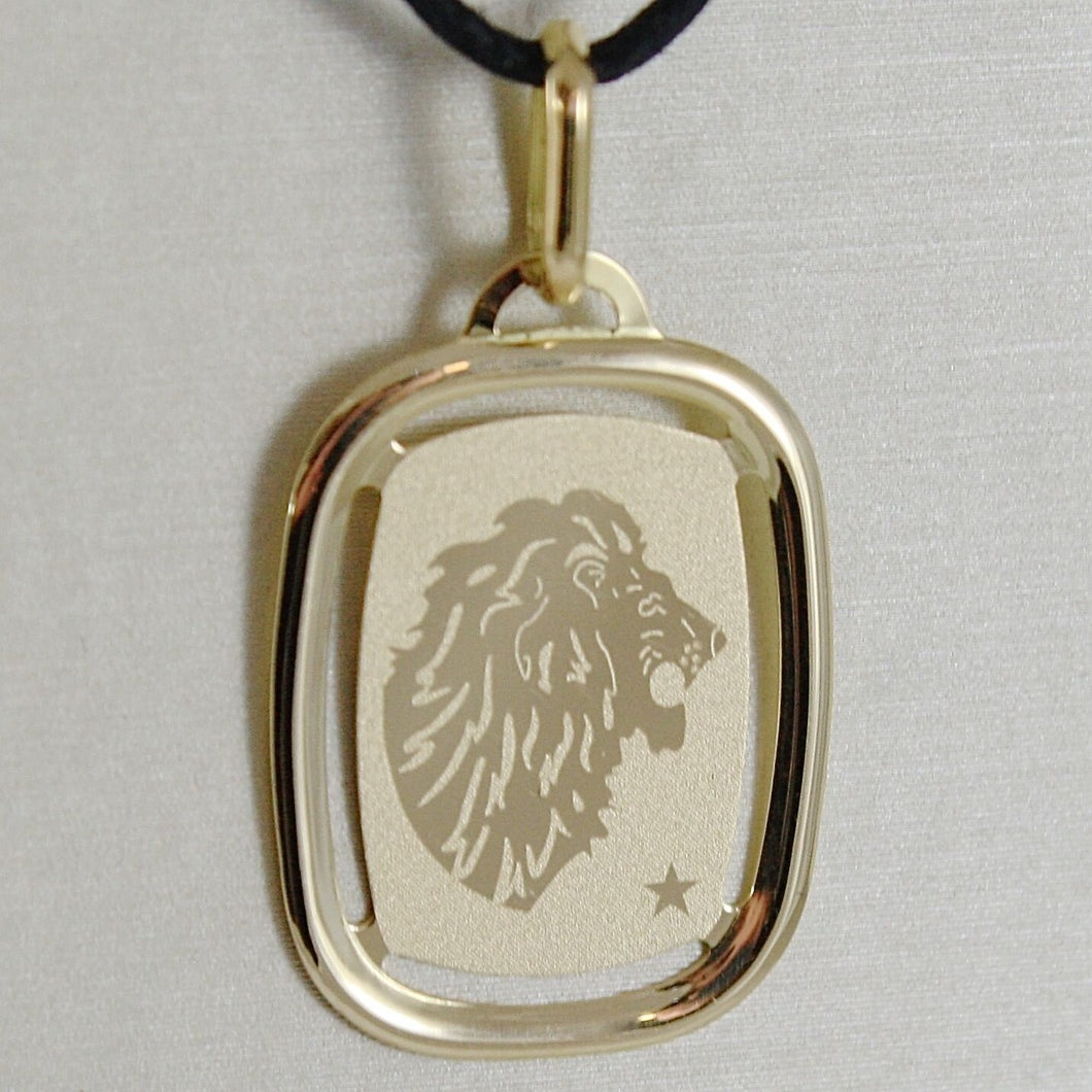 solid 18k yellow gold leo zodiac sign medal pendant, zodiacal, made in Italy.