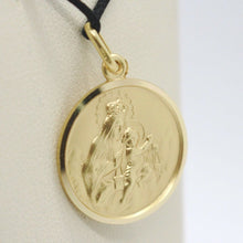 Load image into Gallery viewer, 18K YELLOW GOLD SCAPULAR OUR LADY OF MOUNT CARMEL SACRED HEART MEDAL 17mm CARMEN
