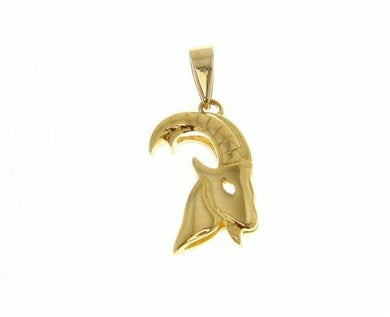 solid 18k yellow gold zodiac sign pendant zodiacal charm capricorn made in Italy.