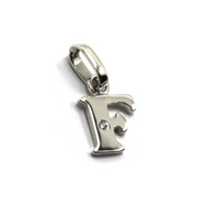 18k white gold pendant charm small initial letter F, 10mm, 0.4