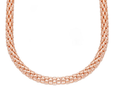 18k rose gold basket rounded 4.5mm tubular basket popcorn chain necklace, 18