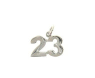 18k white gold number 23 twenty three small pendant charm, 0.4