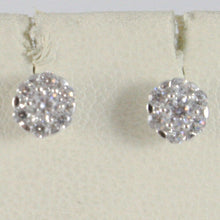 Load image into Gallery viewer, 18k white gold 5 mm flower sun earrings white zirconia 0.5 carats.
