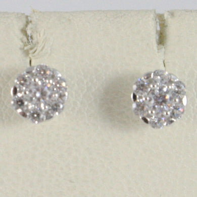 18k white gold 5 mm flower sun earrings white zirconia 0.5 carats.