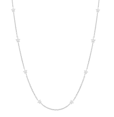 18K WHITE GOLD OVAL ROLO CHAIN NECKLACE, 16.5