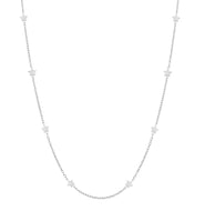 18K WHITE GOLD OVAL ROLO CHAIN NECKLACE, 16.5