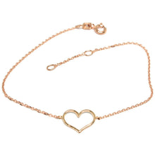 Load image into Gallery viewer, 18k rose gold square rolo mini bracelet, 7.1 inches, openwork heart, Italy made
