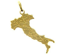 Load image into Gallery viewer, solid flat 18k yellow gold Italy 18 mm 0.7&quot; pendant, map.
